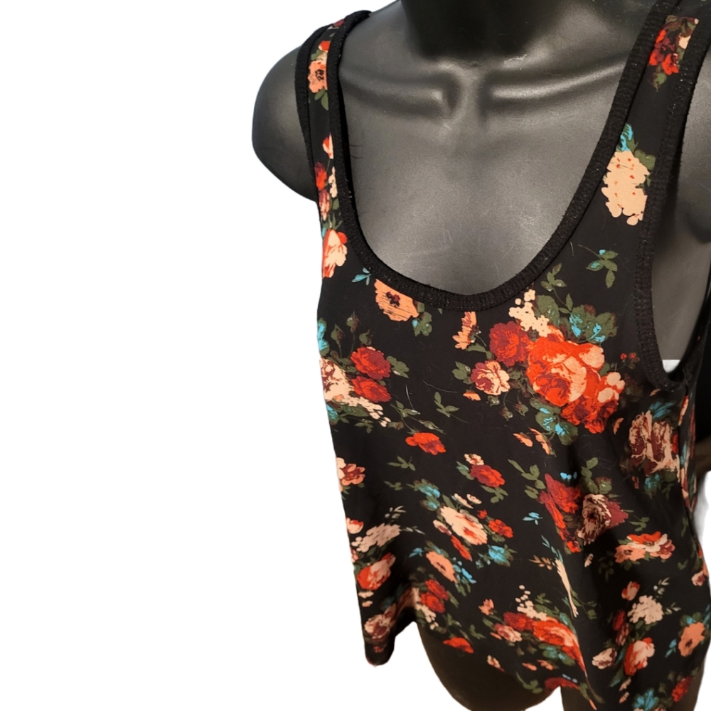 Mudd Bold Black & Floral Weightless Chiffon Tank in sz S - Picture 3 of 4